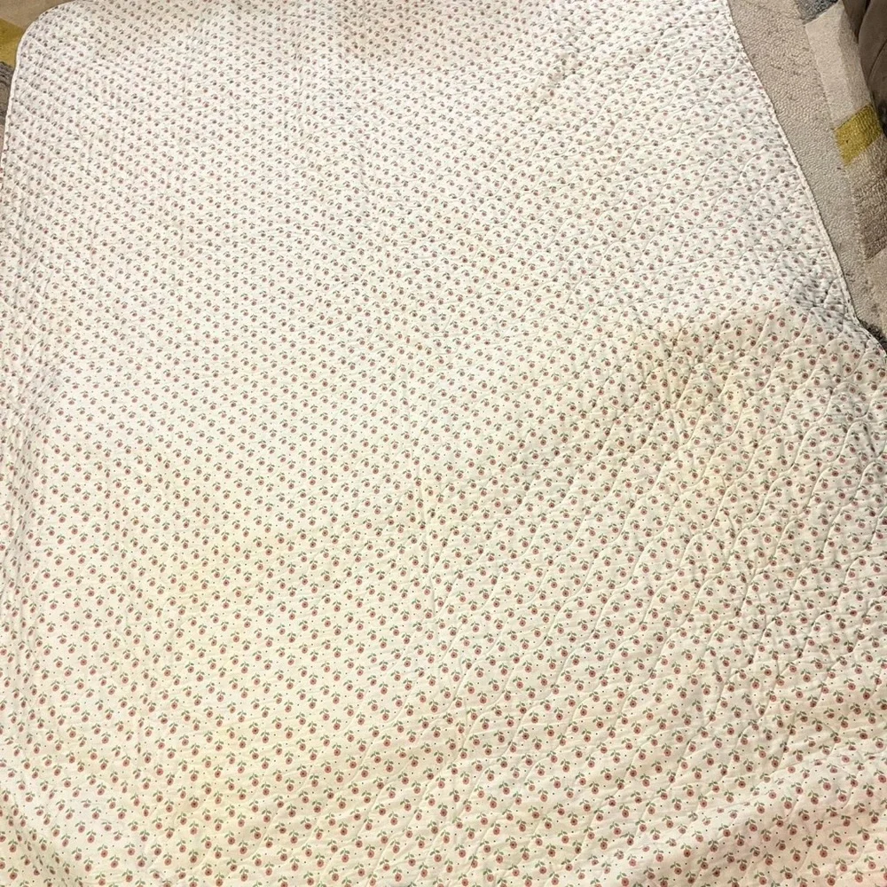 Vtg Dan River Floral Quilt Bedspread Comforter Coverlet Twin Made in USA